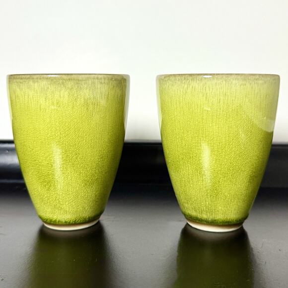 Jars Tourron Tilleul Avocado Green Mugs Set of 2 Made in France French Country - Picture 8 of 14